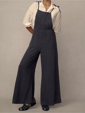 Anthropologie Linen Wide Legged Overalls